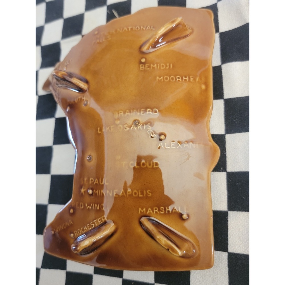 Vintage Minnesota Ceramic Incense Burner • State Map Souvenir • Retro‎ Decor - Picture 3 of 5